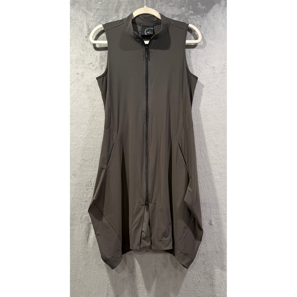 Porto San Francisco Gray Zip Front Sleeveless Dress Italian Stretch Size 1 S